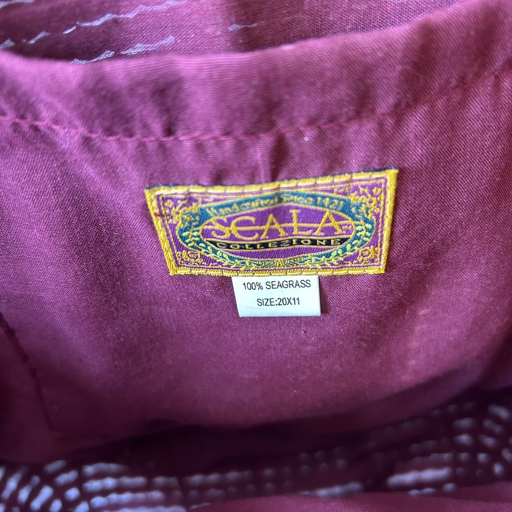 Sacra Seagrass Tote 100% Seagrass Handmade Island Boho Pink Interior Lightweight - Picture 3 of 4